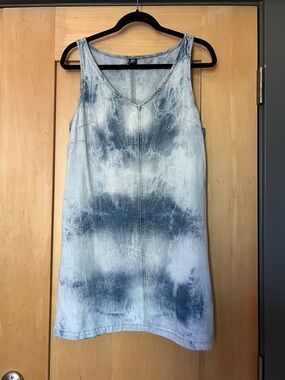 GAP Women's Light and Dark Blue Tie-Dye Denim Tank Dress